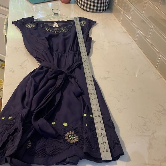 Rare Anthropologie Maeve blue/Purple Embroidered Floral Lace Dress Small - Picture 12 of 14
